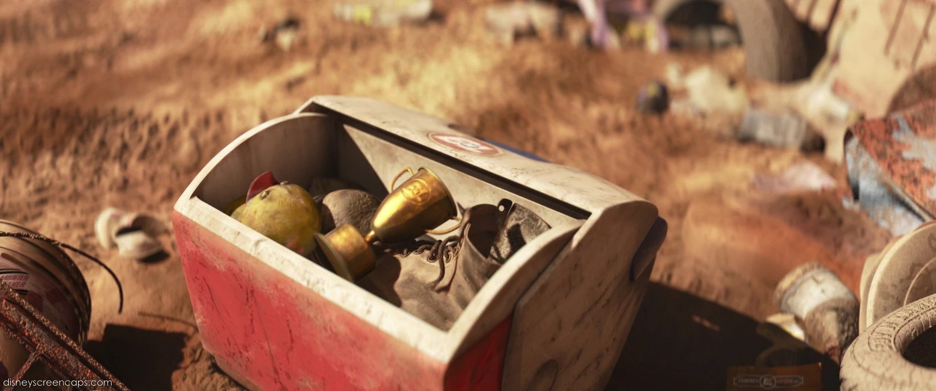 Image WALLE's cooler with some items collected.jpg Disney Wiki