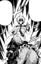 Tsurubami stands over a wounded Medaka
