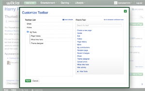 Toolbar customize dialog