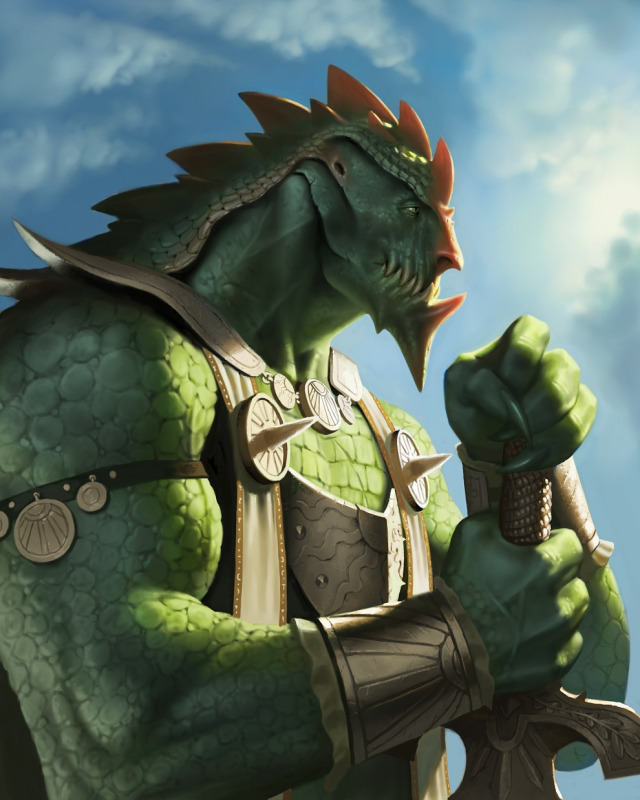 Image - 640x800 20376 Green Dragonkin Paladin 2d fantasy armor sword