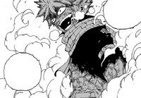 Natsu nullifying Jackal's bombs