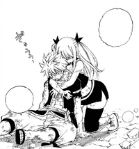Lucy hugs Natsu