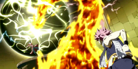 Natsu destroys Jupiter Lacrima