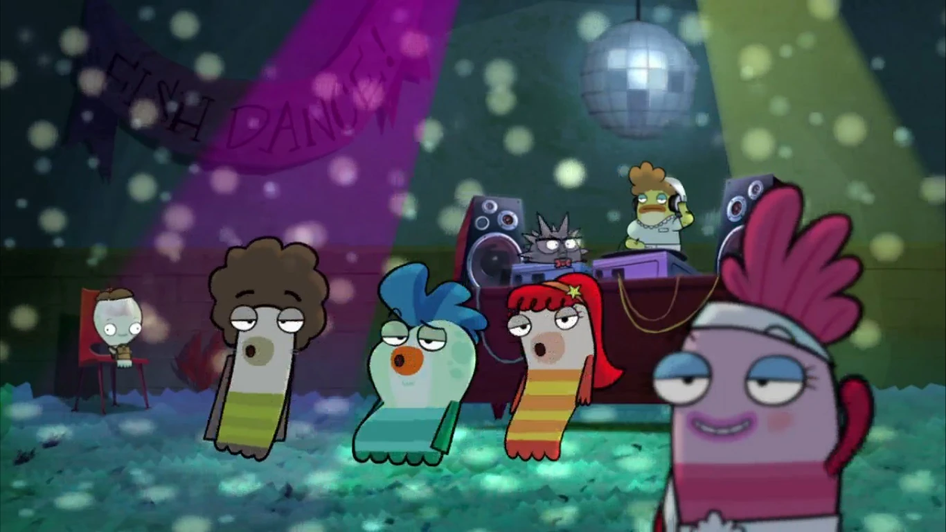 Image Milo, Bea and Oscar at a fish dance.jpg Fish Hooks Wiki