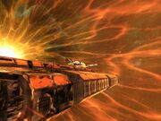 Crippled freighter