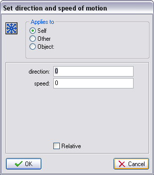 Set direction and speed of motion
