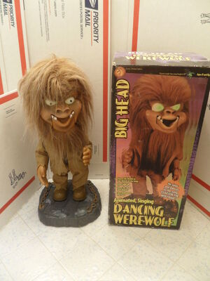GEMMY Big Head Animated Dancing Singing Werewolf Halloween Figure RARE