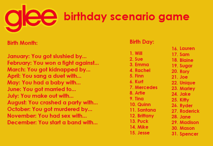 Glee dating games