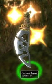 Notched sword ground