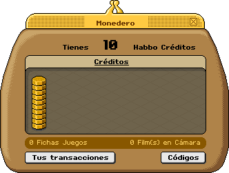 Animación del monedero de Habbo llenándose de 10 en 10 hasta sobrepasar los 100 créditos.
