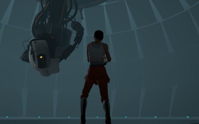 File:Chell facing GLaDOS in Central AI Chamber Portal.jpg