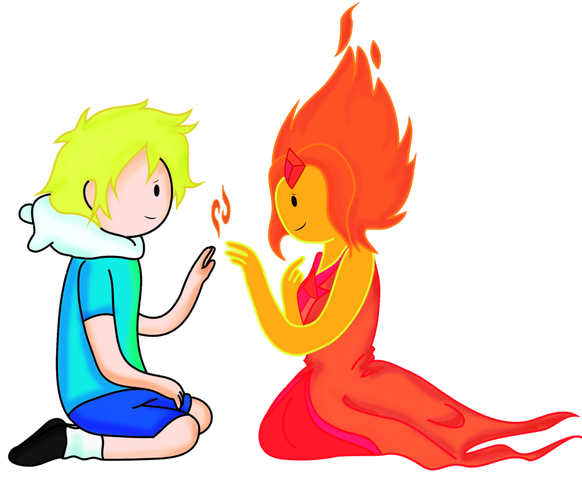 Archivo:Finn and princess flame by mary147-d5pi5u0.png