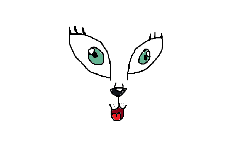 Cartoon Dog face with shiny beauty eyes and eyelashes on the white