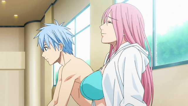 File:Kuroko and Momoi at the pool anime.png