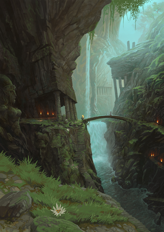Valle de Gaen Cascada por Jonathan Kirtz Warhammer Online Altos Elfos.png