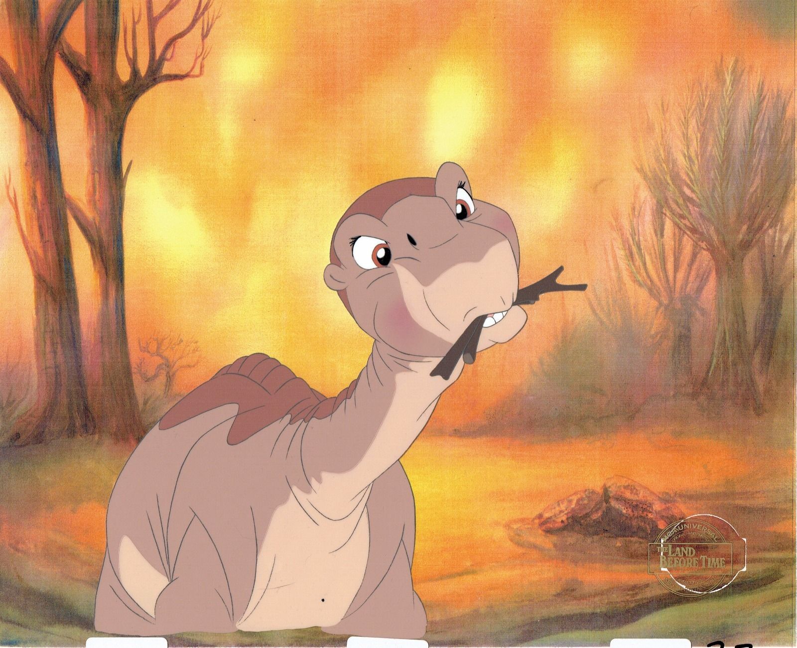 File The Land Before Time Production Animation Cel Cell Little Foot Laser BG Bluth