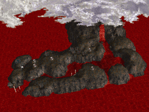 Island Below Volcano