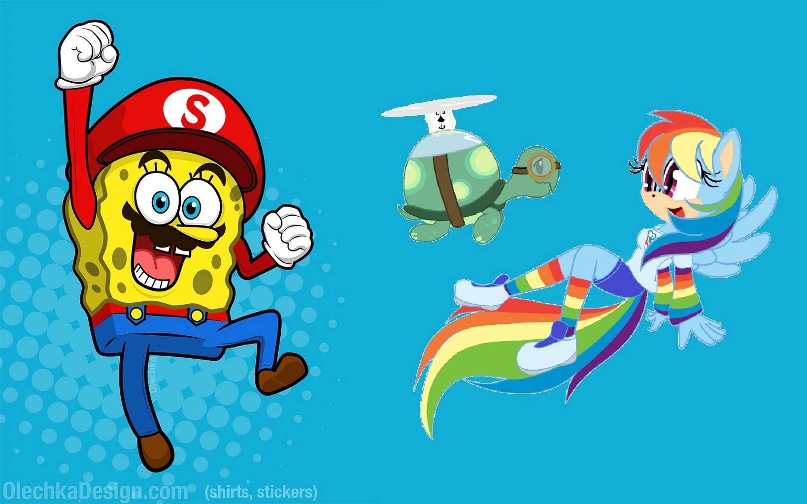 Image - Mario style spongebob and sonic style rainbow dash ...