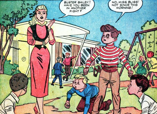 File:Betty Bliss (Earth-616) and Centerville Junior High School from Meet Miss Bliss Vol 1 2.jpg