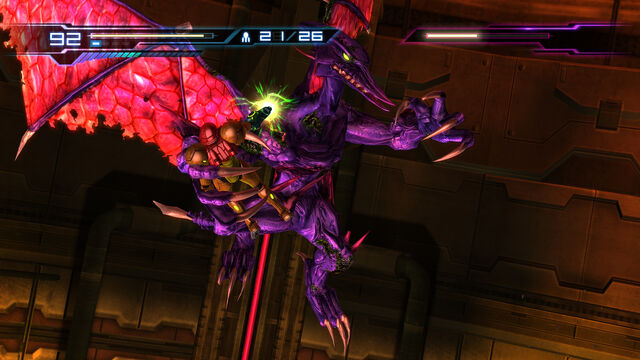 Файл:Samus grasped by Ridley Plasma Beam charge Geothermal Power Plant Pyrosphere HD.jpg
