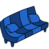 Blue Striped Curved Sofa