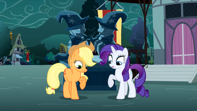 File:Applejack and Rarity looking at themselves S3E5.png