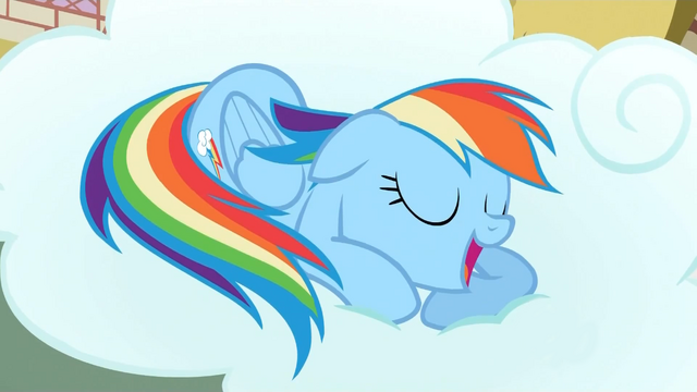 File:Rainbow Dash sleeping on a cloud S2E6.png