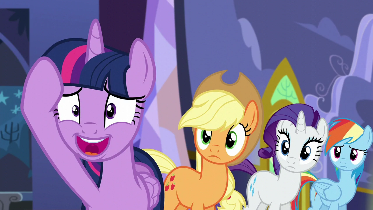 Image - Applejack, Rarity, and Rainbow Dash sees Twilight nervous S5E11