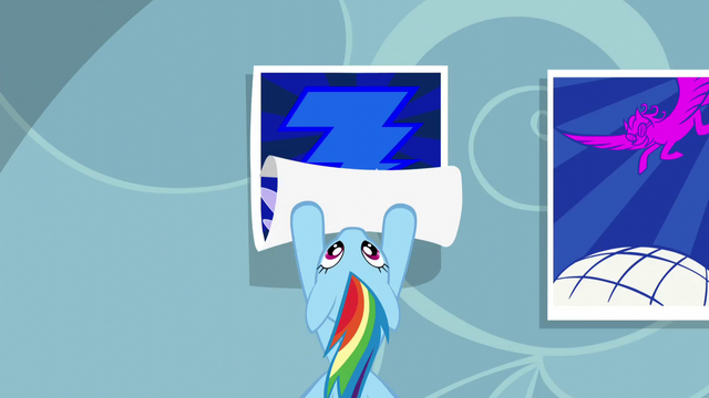 File:Rainbow rolls up Wonderbolts posters S5E3.png