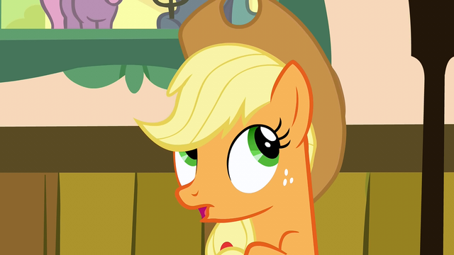 File:Applejack thinking of what she needs for the reunion S3E8.png