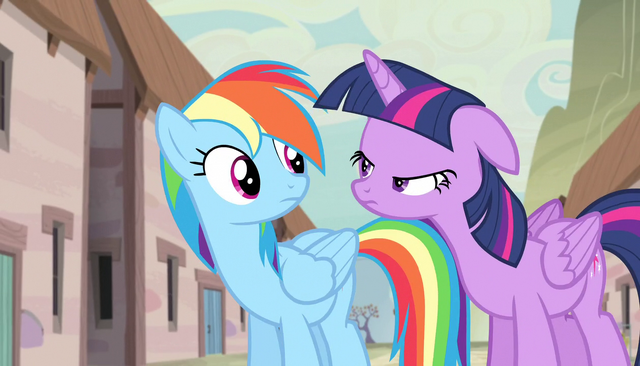 File:Twilight narrows her eyes at Rainbow S5E1.png