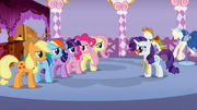 Speechless Rarity listening to 5 main ponies S01E14.png