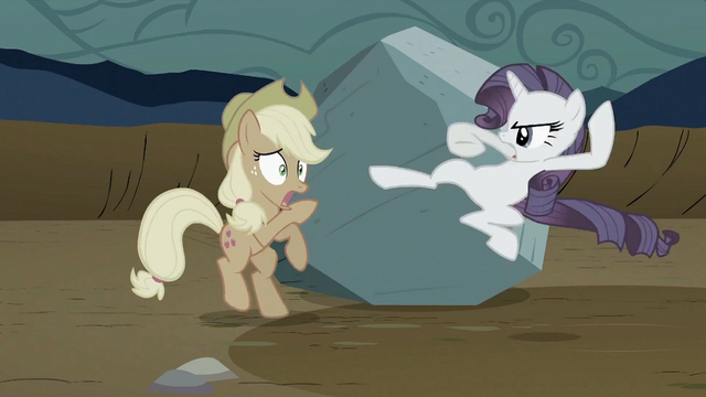 File:Rarity about to kick Applejack S2E02.png