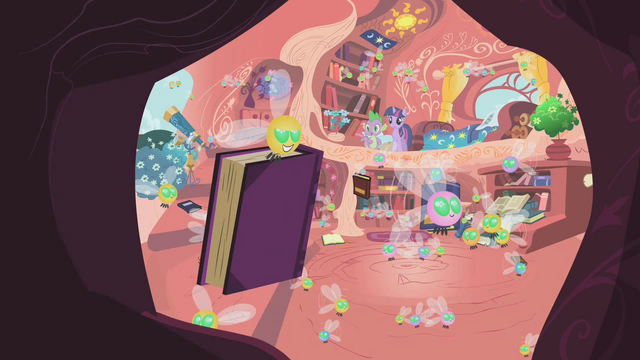 File:Rogue Parasprite lifts book in Twilight's library S1E10.png