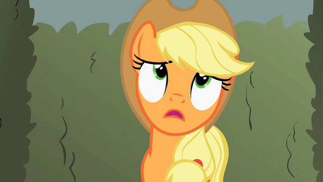 File:Applejack has a bad feeling about Discord S2E01.png