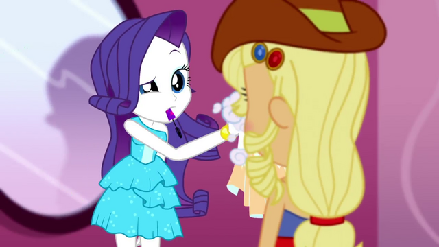 File:Rarity wiping off some of Applejack's mascara SS1.png