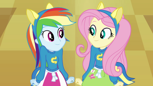 File:Rainbow Dash and Fluttershy looking at each other EG.png