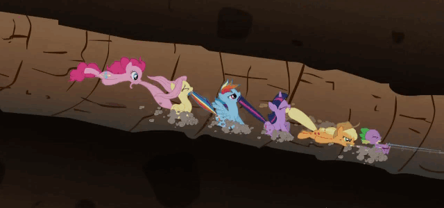 File:Main crew go down the dog hole S1E19.gif