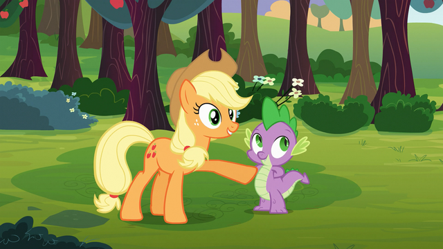 File:Applejack commends Spike S03E09.png