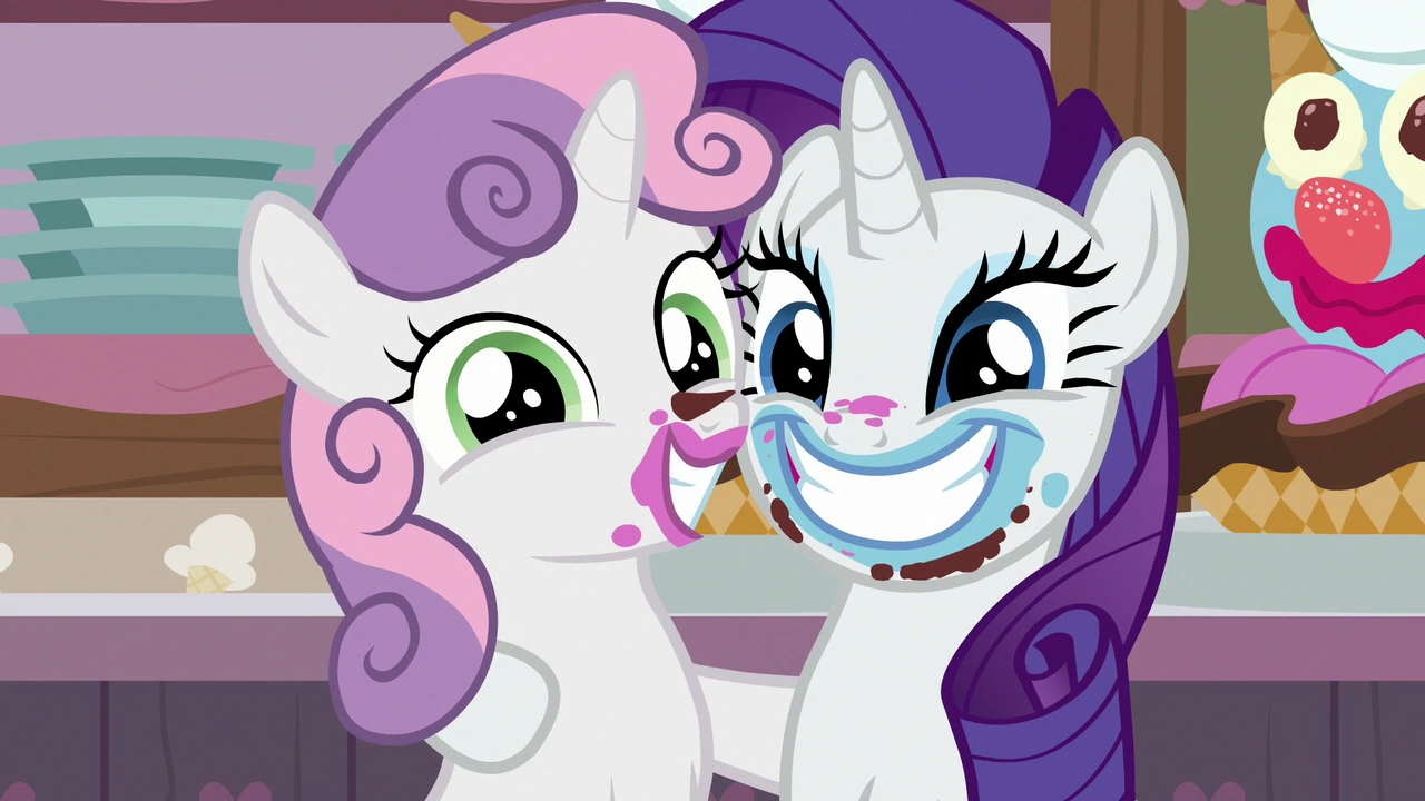Image - Rarity and Sweetie Belle smiling at the camera S7E6.png | My