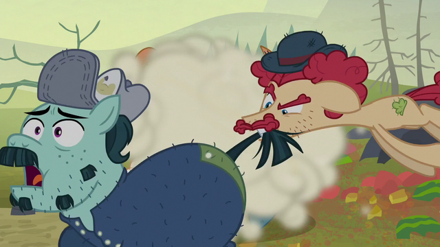 File:Hooffield stallion chomping McColt stallion's tail S5E23.png