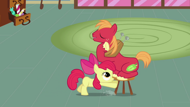 File:Apple Bloom pushes Big McIntosh's chair S2E17.png