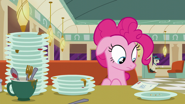 File:Pinkie Pie looking at the check S6E9.png