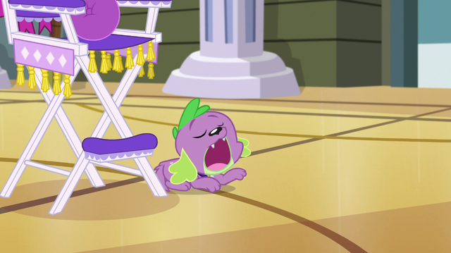 File:Spike yawning next to Rarity's chair EGS1.png