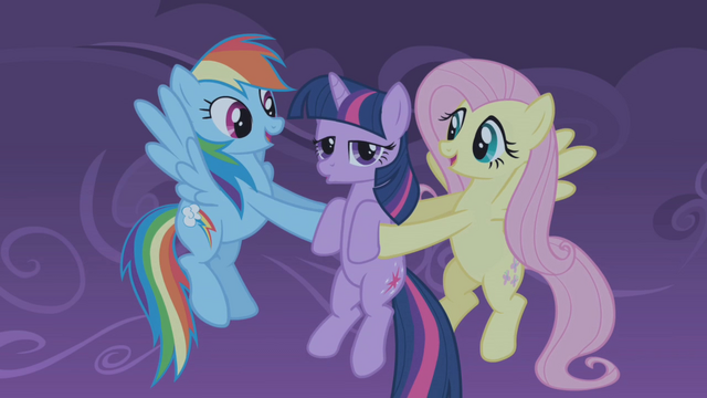 File:Fluttershy and Rainbow Dash catch Twilight S01E02.png