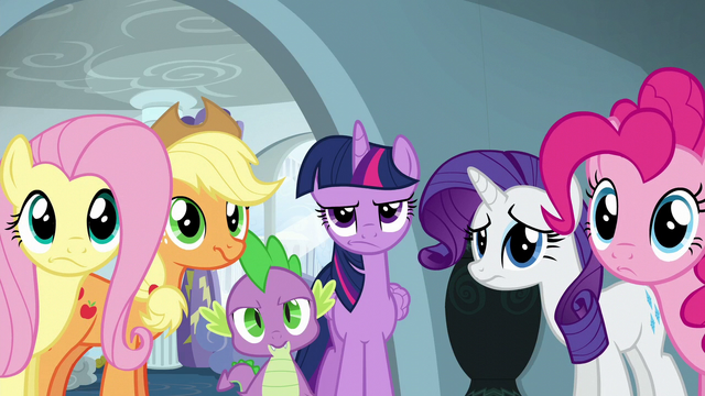 File:Main five and Spike looking annoyed S6E7.png