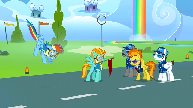 File:Rainbow and Lightning coming to Spitfire S3E7.png