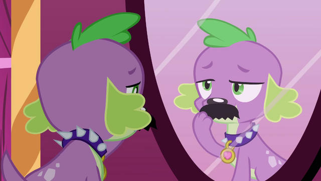 File:Spike trying on a mustache EG.png