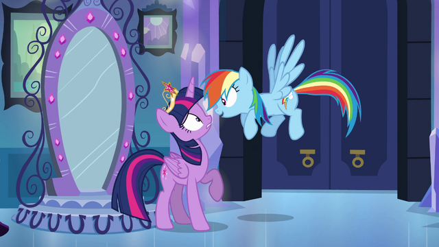 File:Twilight and Rainbow Dash "you're back!" EG.png