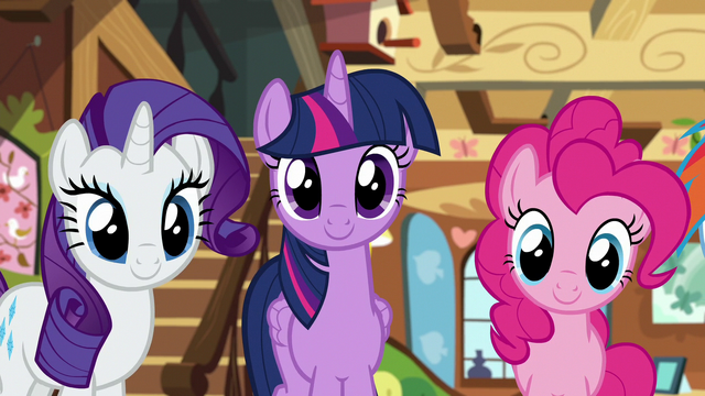 File:Rarity, Twilight, and Pinkie listen to Fluttershy S7E5.png